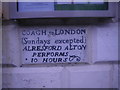 Coach timetable, preserved on the Star Hotel in "Below Bar", Southampton