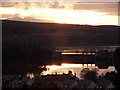 Spring sunset over Little Loch Shin and Loch Shin