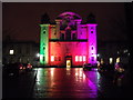 Cardiff University, rather garishly floodlit