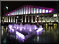 Wembley: fountain and Arena by night