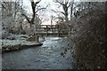 A footbridge over Bradiford Water near Anchor Mill as seen from downstream