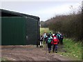 Walking past barn at Copdock Hill