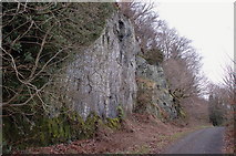 NY2128 : Rock cutting on the old road near Beck Wythop by Jim Barton