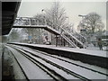 Footbridge at Welling station in the snow