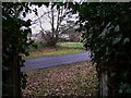 Footpath arrives at Blackheath Lane north of Wonersh