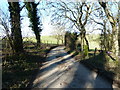 Restricted Byway and entrance to Erringham Farm