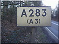 Pre-Worboys sign on A283 entering Surrey on the Sussex border