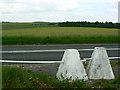 SU0445 : Bollards and the A360 west of Orcheston by Brian Robert Marshall