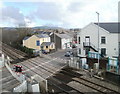 Hendre Road buildings viewed from Pencoed railway station footbridge