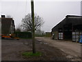 Farmyard with footpath signs