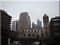 View of towerblock off London Wall, from the courtyard of the Barbican Centre #2