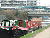 TQ3682 : Narrow boats on the Regents Canal, Mile End by Ruth Sharville