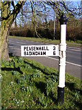 TM3968 : Old roadsign at Yoxford by Geographer