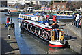 Narrowboat negotiating the lock