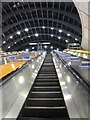 Ascending the escalator at Canary Wharf station