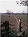 Footpath from M25 footbridge across fields towards Potters Bar