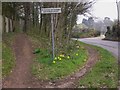 Elstead Road with footway, horse margin, seat and daffodils