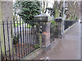 Damaged gatepost at the south-west entrance to Alexandra Park