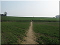 Bridleway to footpath junction on Ripple Road