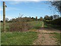TL7158 : Footpath and track to Lidgate church by Robert Edwards