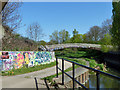 Graffiti and footbridge, River Roding