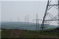 Line of pylons on the side of the Pennines near Syke Moor