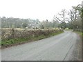 The B4233 road entering Llanvapley