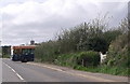 SW5529 : A 'First' bus exits Red Lane, Rosudgeon, Cornwall by nick macneill