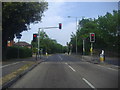 Traffic lights on A324 at junction of Arthurs Bridge Road