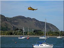 SH7878 : Air sea rescue helicopter over Conwy estuary by Steve  Fareham