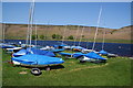 SD9954 : Sailing boats by Embsay Reservoir by Bill Boaden