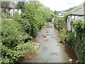 Afon Lwyd flows towards a footbridge, Pontnewynydd