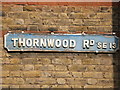 Old sign for Thornwood Road, SE13