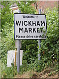 TM2956 : Wickham Market name sign by Geographer
