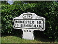 SO9775 : Milepost Worcester 16 Birmingham 10 by Roy Hughes