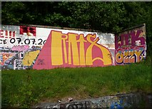 SE0922 : Graffiti site at Huddersfield Road, Salterhebble by Humphrey Bolton
