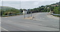 Road bridge over river and railway, Porth 