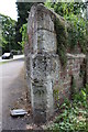 Benchmark on corner of wall of Methodist Church grounds , Rose Hill