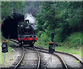 Locomotive changing tracks at Cheddleton Tunnel #4, Staffordshire