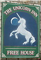 Pub sign, The Unicorn Inn, Cwmynyscoy, Pontypool