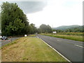 A40 approaches turning for Cwrt-y-Gollen, Powys