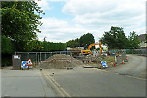 TQ3767 : Pipe laying blocks Hawksbrook Lane by Robin Webster