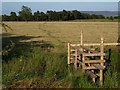 Stile over ditch on footpath Lees House Farm