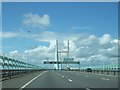ST5286 : Signal gantry over the M4 crossing the Severn Estuary by David Smith
