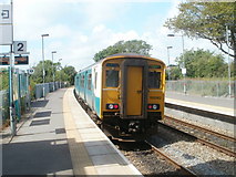 SS9768 : Bridgend train awaits departure from Llantwit Major station by Jaggery