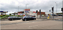 J3876 : Tesco traffic lights, Belfast by Albert Bridge