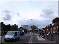 View of a towerblock next to Morden Library from Aberconway Road