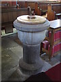NY9257 : St. Helen's  Church, Whitley Chapel - font by Mike Quinn
