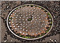J5979 : Frederick Bird manhole cover, Donaghadee by Albert Bridge