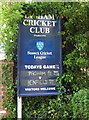 Pagham Cricket Club sign, Nyetimber Lane, Nyetimber